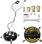 EDOU Direct Dual Handle Pressure Washer Surface Cleaner 20" with Wheels | Composite | Heavy Duty | 4,500 PSI Max Working Pressure | Includes: 3/8" Quick Connector Kit, Teflon Tape