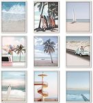 9 Pieces Beach Wall Art Prints Ocean Beach Décor Nautical Themed Posters Teens Girls Bedroom Decor, 8 x 10 Inch, Beach Wall Art Decoration for Men and Women Living room Bedroom