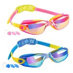 Kids Swim Goggles, Pack of 2 Swimming Goggles for Children Teens, Youth Swim Glasses Leak Proof for Age 4-16