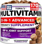 Dog Multivitamin Chewable with Glucosamine - 170 Chews - Dog Vitamins and Supplements 23 in 1 - Senior & Puppy Multivitamin for Dogs - Hip & Joint Support - Immune Health, Skin, Digestion