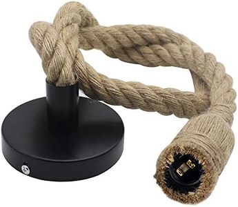 UBERMing Lluminación Colgante E27 Cable de Lámpara Cuerda Vintage Cabeza de Cáñamo Lámpara Colgante de Luz Colgante para Dormitorio Restaurante Cafetería Bar Tierra - 100cm