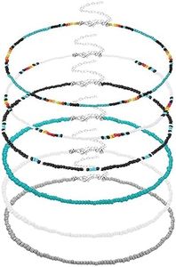 6 Piezas Collares de Cuentas de Colores Gargantilla Collares de Cuentas de Playa Bohemios Pulseras Joyería para Mujeres y Niñas(Estilo 2)