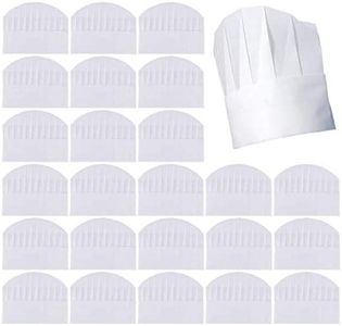Aulufft Kids Chef Hats 50 Pack Disposable 8 Inch Paper Chef Hats, White Chef Toques Caps for Kids Home Kitchen, Baking and Party Favors