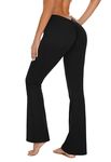 INSTINNCT Workout Leggings Gym Tights Butt Lifting High Waisted Tummy Control Wide Leg Yoga Pants Women (V Back Black, L)