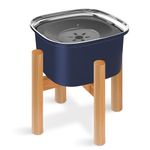 Decflow 3L Elevated Dog Water Bowl, Stainless Steel Raised Dog Food Bowl with Stand, Large Capacity No Spill Dog Water Bowl, Durable Wood Holder Pet Food Bowl for Small, Medium, and Large Dogs