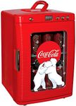Coke Mini Fridge For Bedrooms 25L Cool Box 28 Can Table Top Fridge Beverage Mini Fridges with Display Window & LED Light For Drinks RV Camping Car & Travel 12v Portable Cooler Warmer by Coca-Cola,Red