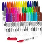 Shuttle Art 48 Colours Permanent Markers, Fine Point Marker Pens Permanent, Coloured Marker Pens Set Perfect on Plastic, Wood, Stone, Metal and Glass for Doodling, Colouring, Marking