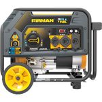 Firman H03652 4550/3650 Watt Recoil Start Gas or Propane Dual Fuel Portable Generator CARB and Cetl Certified with Wheel Kit, Black