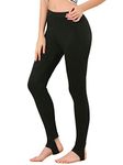 Allegra K Women's Leggings Solid Color Elastic Waistband Stirrup Pants Blacks Medium