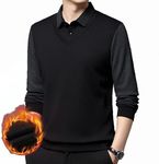 BAWUTZ Leisure Fashion Business Polo Shirt, Men's Polo Shirt Long Sleeve, Comfortable Polo with Casual Collar, Fake Two-Piece Polo Shirt for Men, Long Sleeve Long Sleeve Shirt Men (Schwarz,M)