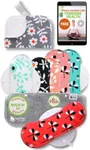 Cloth Pads Menstrual Light Flow; 6-Pack + Bag (S+M) Organic Cotton Reusable Pads Menstrual Made in EU; Small & Medium Reusable Period Pads; Eashable Menstrual Reusable Sanitary Pads for Women & Teens