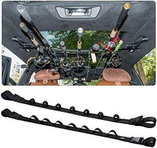 Dr.Fish Vehicle Fishing Pole Holder 7 Rod Capacity, Durable Nylon Adjustable 30-50 Inch, Buckle Holder Car Rod and Reel Roof Rack for Off-road Vehicles, Pick Up, Full Size SUV