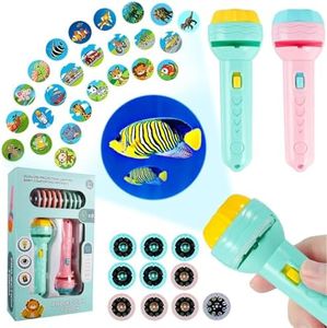 Juguete linterna proyector,2 piezas proyector linterna para niños, proyector de diapositivas, linterna de juguete para niños con 80 Patrones Diferentes,dinosaurio regalos,juguetes de los niños
