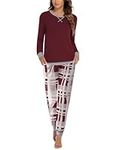 Ekouaer Women's Winter PJ's with Elastic Around The Ankle Long Sleeve Crew Neck Pajama Set with Pockets