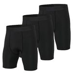 LANBAOSI Compression Shorts Men 3 Pack Spandex Sports Underwear Cool Dry Running Workout Athletic Performance Baselayer, 3 Pack:black Line, X-Large