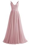 Lace Bridesmaid Dresses for Wedding with Slit Spaghetti Straps Chiffon Aline Formal Evening Party Gowns, Dusty Rose, 16