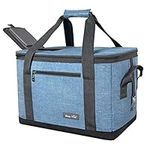 Hap Tim Soft Cooler Bag 40-Can Large Reusable Grocery Bags Soft Sided Collapsible Travel Cooler for Outdoor Travel Hiking Beach Picnic BBQ Party (CA13634-Blue Grey)