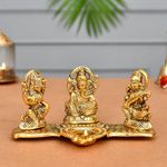 CraftVatika Diwali Gift Items Laxmi Ganesh Saraswati Metal Murti Idol with Diya Showpiece, Diwali Decoration Items for Home Decor, Diwali Gift for Family Friends and Corporate Office,Golden Pooja