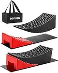 BOYISEN Camper Levelers 2 Pack - RV Leveling Blocks Ramp Kit Support Dual Axles,Up to 35,000lbs,RV Levelers with 2 Levelers,2 Chocks,2 Anti-Slip Mats and Carrying Bag Faster & Easier Leveling (Black)