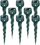 Mole Repellent Solar Powered, 8 Pack Snake & Skunk Repellent for Yard, IP 65 Waterproof Ultrasonic Deterrent Stakes, Get Rid of Rabbit, Gopher, Vole, Chipmunk, Deer, Groundhog for Lawns Garden