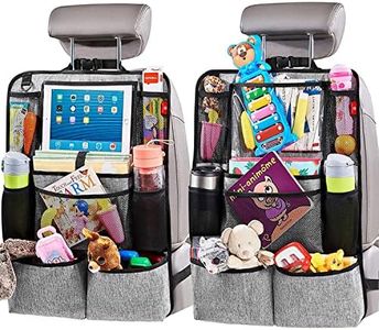 Helteko Backseat Car Organizer - Kick Mats Back Seat Protector with 10" Tablet Holder - Car Back Seat Organizer for Kids - Car Travel Accessories - 300D Fabric Kick Mat with 8 Storage Pockets (2 Pack)