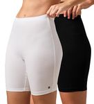 URBAN ADVENTURE High Coverage Premium Cotton Spandex Mid Waist Elastane Stretch Shorties - Gym -Cycling Shorts/Tights for Women (in, Alpha, 2XL, Regular, White-Black)