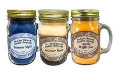 Our Own Candle Company Vanilla Waffle Cone, Rootbeer Float, and Summer Night - Summer Variety Pack Scented Mason Jar Candles, 13 oz (3 Pack)