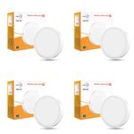 Wipro Garnet 12W Rimless Round Led Surface Panel|Cool White Light (6500K)|Elegant Rimless Design for Wider Spread of Light|Surface Mounted Led Down Light for Ceiling|Pack of 4, Polycarbonate