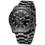 BY BENYAR Mens Watches Chronograph Analog Quartz Waterproof Stainless Steel Wrist Watches for Men Business Work Sport Casual Classic Mens Dress Watch Unique Elegant Gifts for Men