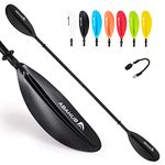 Abahub 1 x Kayak Paddles, 90.5 Inches Kayaking Oars for Boating, Canoeing with Extra Paddle Leash, Aluminum Alloy Shaft Black Plastic Blades