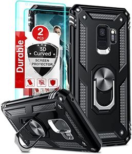 LeYi for Galaxy-S9-Phone-Case: Samsung Galaxy S9 Case with [2 PCS] 3D Curved Screen Protector, [Military-Grade] Metal Ring Kickstand Protective Phone Case Cover for Samsung S9 (Not Fit S9 Plus), Black