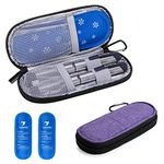 Yarwo Insulin Cooler Travel Case, Diabetic Medication Organzier with 2 TSA Approved Ice Packs for Insulin Pens and Other Diabetic Supplies, Purple, Bag Only