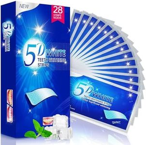 Teeth Whitening Strips 5D, 14 Sets 28pcs Tooth Whitening Kits for Removing Smoking Coffee Stain, Enamel Safe Non-Sensitive, Teeth Whitener for Home Use (28 Strips)