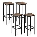 Giantex Metal Bar Stools Set of 4, 26" Backless Barstools with Footrest, Breakfast Bar Dining Chairs, Industrial Counter Height Stools for Kitchen Island, Home Bar, Dining Room (Rustic Brown)