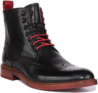 JUSTINREESS ENGLAND Cameron Bottines Chelsea à Lacets pour Homme, Noir/Rouge 1/3 (EU 42)