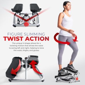 Sunny Health Advanced Twist Stepper – Grey Compact Fitness Machine