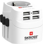 SKROSS | 1.302461 | Pro Light USB (4xA) | Universal Travel Adapter 2 & 3 Pin with 4 USB Ports 4.8A Voltage and Power: 100V-700W/250V-1750W Suitable for PC and Hair Dryer