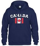 Cybertela Faded Distressed Canada Flag Sweatshirt Hoodie Hoody (Navy Blue, Large)