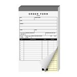 Order Form Pad 2 Part Carbonless Book, Tear Off Carbon Copy White & Yellow Pages, Chipboard Backing for Small Businesses, Purchase, Sales, Receipt, Billing, Contractor Invoice | 5.5" x 8.5" | 50 Sets