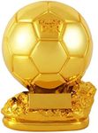 Fubosi 10.24 Inch Ballon d'Or Trophy Football Trophy, Golden Ballon Football Trophy, Best Soccer Trophy Resin Replica with Electroplating Process for Office Decorations Fans Gifts and Birthday Gift