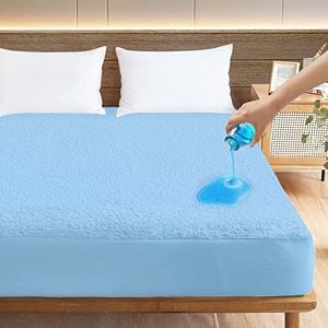 Ayka Waterproof Cotton Terry Mattress Protector King Size Breathable Hypoallergenic Noiseless Ultra Soft Fitted Bed Protector 72x78 inch Mattress/Bed Cover (King 78 * 72 inch | 6.5x6 ft, Sky Blue)