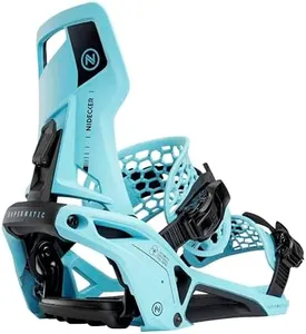 Nidecker Supermatic Snowboard First Universal, Dual-Entry, Automatic Binding - Comfortable and Reliable as a Regular Two-Strap Binding - Genuine Game Changer with its Drop in tech - Escape Cyan