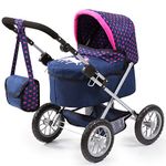 Bayer Design 13054AA Dolls Pram Trendy with bag, adjustable handle, Unicorn blue pink, 67 x 41 x 68 centimeters