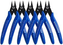 KAIHAOWIN Micro Wire Cutters with Spring, 5 Pack, 5 inch 170 Bulk Pack Precision Mini Flush Cutters, Nippers, Shear Cutters,Wire Snips, Small Side Cutters for Electronics Crafts Jewelry,Blue