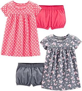Simple Joys by Carter's Baby Girls' Short-Sleeve and Sleeveless Dress Sets, Pack of 2, Pink/Grey, Butterfly, 24 Months