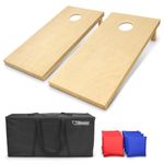 GoSports Solid Wood Premium Cornhole Set - Choose Between 4 ft x 2 ft or 3 ft x 2 ft Game Boards, Includes Set of 8 Corn Hole Toss Bags