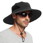 EINSKEY Sun Hat for Men/Women, Waterproof Wide Brim Bucket Hat UV Protection Boonie Hat for Fishing Hiking Garden Beach Black