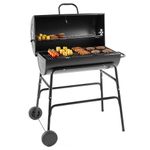 VonHaus Charcoal BBQ – Portable Barrel Barbecue with Warming Rack, Temperature Gauge, Wheels, Large Cooking Grill, Air Vents – 2 in 1 Barbeque and Smoker – Grill Meat, Fish & Vegetables