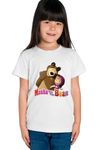 Kids t Shirt White Colour masha and Bear Design (11-12 Years)