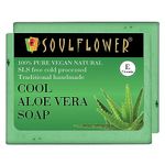 Soulflower Aloe Vera Soap for Bath Handmade Luxury Bathing Bar for Men & Women for All Skin Types | Soothing & Refreshing, Moisturization, Cooling 100% Organic & Pack of 2 150g Each